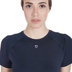 Dames slim fit trainingsshirt techniek Equestro Marineblazer Marineblauw