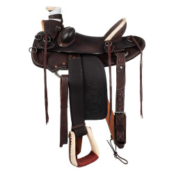 Selle western Wade avec arçon en bois et sangle Denver Marron