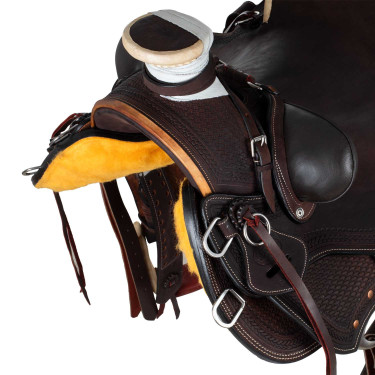 Selle western Wade avec arçon en bois et sangle Denver Marron