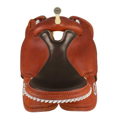 Selle Pool's 5020 met ruwe, bruine leren zitting voor barrel. Cognac Bruin