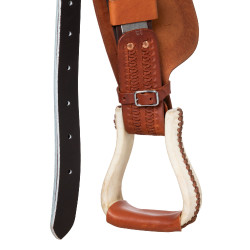 Selle Pool's 5020 avec siège en cuir brut couleur bleu pour baril Cognac Marron