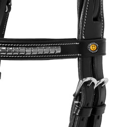 Têtière anglaise en cuir avec clincher en nickel plaqué NP Equestro Noir