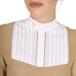 Polo de concours Femme Manches Longues avec Plis en Coton Equestro Encens Beige Polo de concours Femme Manches Longues avec Plis en Coton Equestro Encens Beige
