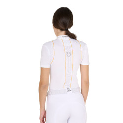 Polo de concours Femme Manches Courtes avec Boutons Equestro Blanc / jaune