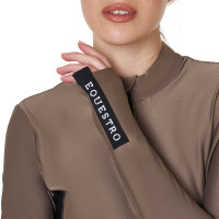 Polo Technique d'Entraînement Femme Manches Longues Equestro Walnut Marron