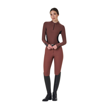 Dames Trainingspolo Lange Mouwen Equestro Bruin