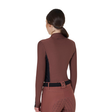Dames Trainingspolo Lange Mouwen Equestro Bruin