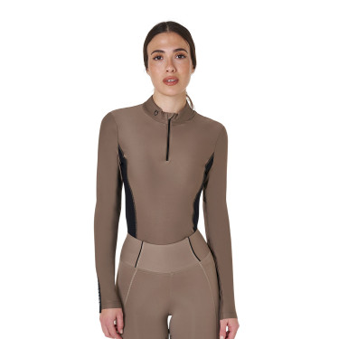 Dames Trainingspolo Lange Mouwen Equestro Walnoot Bruin Dames Trainingspolo Lange Mouwen Equestro Walnoot Bruin