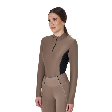 Dames Trainingspolo Lange Mouwen Equestro Walnoot Bruin Dames Trainingspolo Lange Mouwen Equestro Walnoot Bruin