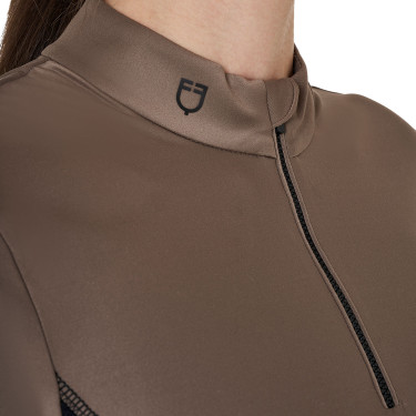 Polo Technique d'Entraînement Femme Manches Longues Equestro Walnut Marron
