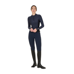 Dames Trainingspolo Lange Mouwen Equestro Marineblazer Marineblauw