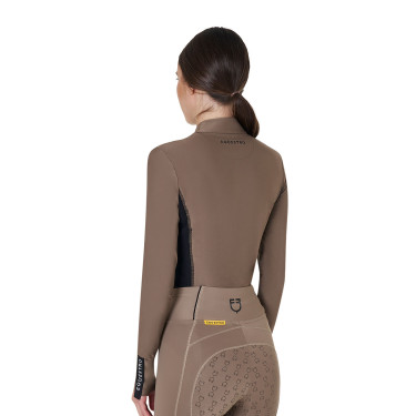 Dames Trainingspolo Lange Mouwen Equestro Walnoot Bruin Dames Trainingspolo Lange Mouwen Equestro Walnoot Bruin