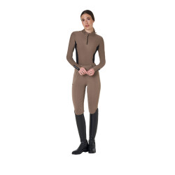 Polo Technique d'Entraînement Femme Manches Longues Equestro Walnut Marron