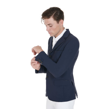 Veste de concours Homme en Tissu Stretch avec Poches Zippées Equestro Marine blazer Bleu marine