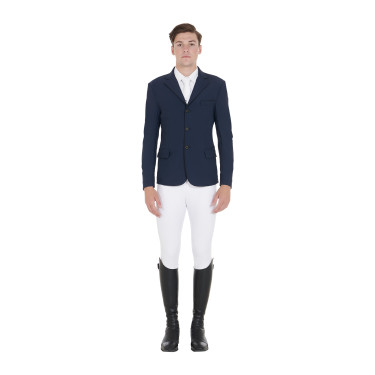 Wedstrijdjas voor Heren in Stretchstof met Ritszakken Equestro Marineblazer Marineblauw