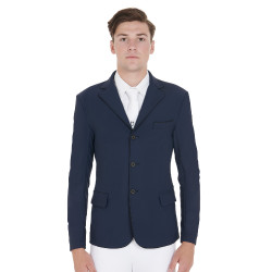 Wedstrijdjas voor Heren in Stretchstof met Ritszakken Equestro Marineblazer Marineblauw