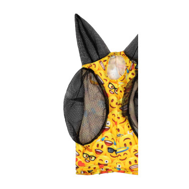 Masque Anti-Mouches en Lycra avec Couvre-Oreilles Pro-Tech Émoticone Motifs Masque Anti-Mouches en Lycra avec Couvre-Oreilles Pro-Tech Émoticone Motifs