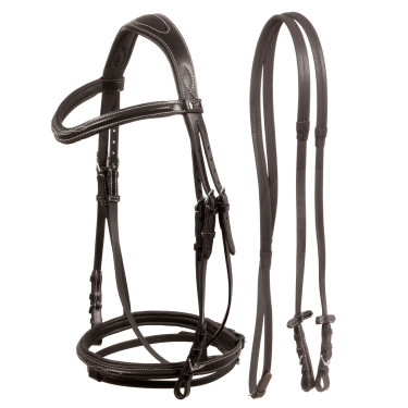 Bridon Supreme met Contrasterende Stiksels en Supreme Teugels Bruin
