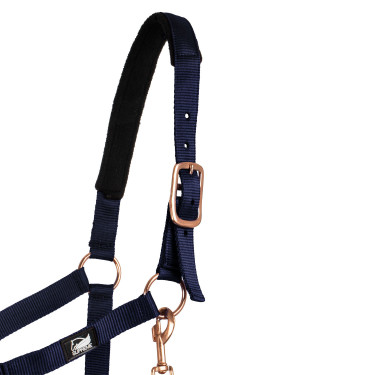 Licol en Nylon Rose Gold Line avec Longe Supreme Marine Bleu marine