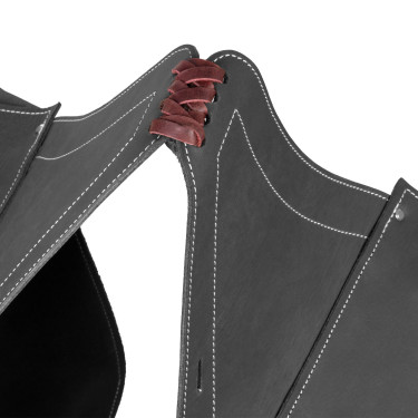 Zadeltas in Kalfsleer Sluiting 3 Riemen Pool's Zwart