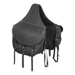 Sacoche de Selle en Veau Fermeture 3 Lanières Pool's Noir Sacoche de Selle en Veau Fermeture 3 Lanières Pool's Noir