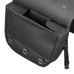 Zadeltas in Kalfsleer Sluiting 3 Riemen Pool's Zwart