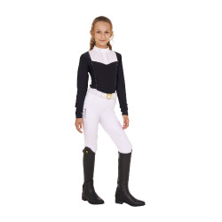 Polo de concours Fille avec Strass Equestro Noir