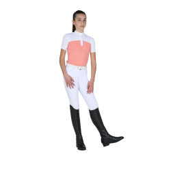 Polo Fille concours à Manches Courtes et Boutons avec Mesh Equestro Fleur du désert Rose Polo Fille concours à Manches Courtes et Boutons avec Mesh Equestro Fleur du désert Rose