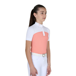 Polo Fille concours à Manches Courtes et Boutons avec Mesh Equestro Fleur du désert Rose Polo Fille concours à Manches Courtes et Boutons avec Mesh Equestro Fleur du désert Rose