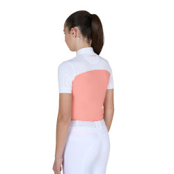 Polo Fille concours à Manches Courtes et Boutons avec Mesh Equestro Fleur du désert Rose Polo Fille concours à Manches Courtes et Boutons avec Mesh Equestro Fleur du désert Rose