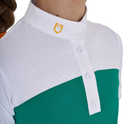 Meisjeswedstrijdpolo met Korte Mouwen en Knopen met Mesh Equestro Oceaanblauw Groen Meisjeswedstrijdpolo met Korte Mouwen en Knopen met Mesh Equestro Oceaanblauw Groen