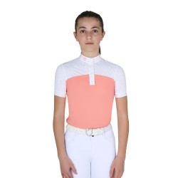 Polo Fille concours à Manches Courtes et Boutons avec Mesh Equestro Fleur du désert Rose Polo Fille concours à Manches Courtes et Boutons avec Mesh Equestro Fleur du désert Rose
