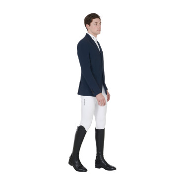 Veste de concours perforée homme en tissu technique Equestro Marine blazer Bleu marine