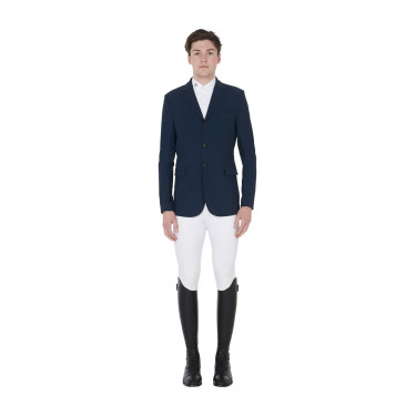 Veste de concours perforée homme en tissu technique Equestro Marine blazer Bleu marine