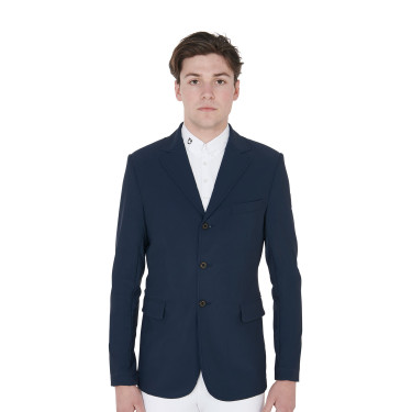 Veste de concours perforée homme en tissu technique Equestro Marine blazer Bleu marine