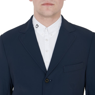 Veste de concours perforée homme en tissu technique Equestro Marine blazer Bleu marine