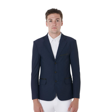 Veste de concours perforée homme 3 boutons Equestro Marine blazer Bleu marine Veste de concours perforée homme 3 boutons Equestro Marine blazer Bleu marine