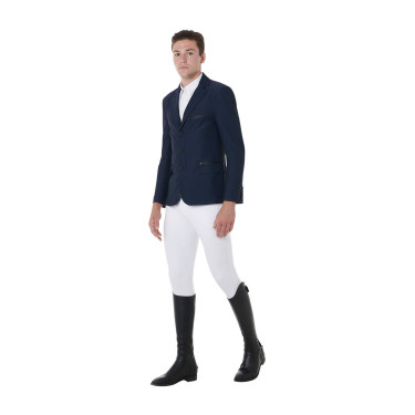 Veste de concours perforée homme 3 boutons Equestro Marine blazer Bleu marine Veste de concours perforée homme 3 boutons Equestro Marine blazer Bleu marine