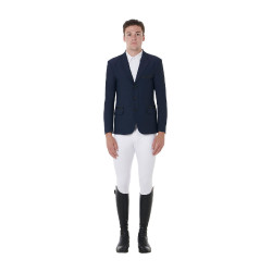 Veste de concours perforée homme 3 boutons Equestro Marine blazer Bleu marine Veste de concours perforée homme 3 boutons Equestro Marine blazer Bleu marine