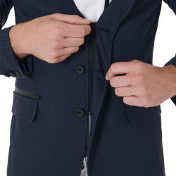Veste de concours perforée homme 3 boutons Equestro Marine blazer Bleu marine Veste de concours perforée homme 3 boutons Equestro Marine blazer Bleu marine