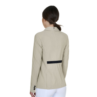 Veste de concours perforée femme 4 boutons Equestro Oxford tan Rose