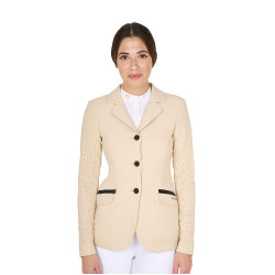 Veste de concours perforée femme 3 boutons Equestro Beige