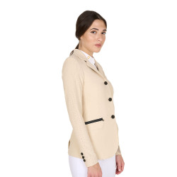 Damen-Wettkampfjacke perforiert 3 Knöpfe Equestro Beige