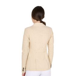 Veste de concours perforée femme 3 boutons Equestro Beige