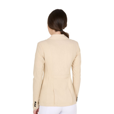 Damen-Wettkampfjacke perforiert 3 Knöpfe Equestro Beige