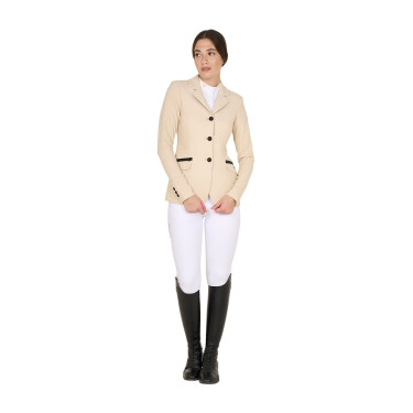 Veste de concours perforée femme 3 boutons Equestro Beige
