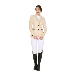 Damen-Wettkampfjacke perforiert 3 Knöpfe Equestro Beige