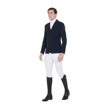 Wedstrijdjas voor heren met contrasterend geborduurd logo Equestro Marineblazer Marineblauw