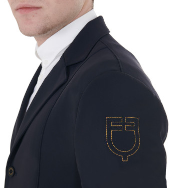 Wedstrijdjas voor heren met contrasterend geborduurd logo Equestro Marineblazer Marineblauw