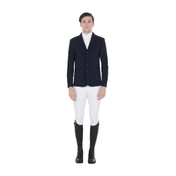 Wedstrijdjas voor heren met contrasterend geborduurd logo Equestro Marineblazer Marineblauw